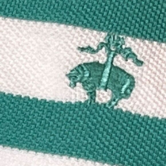 Brooks Brothers teal and white striped short sleeve polo shirt size L - Picture 12 of 16